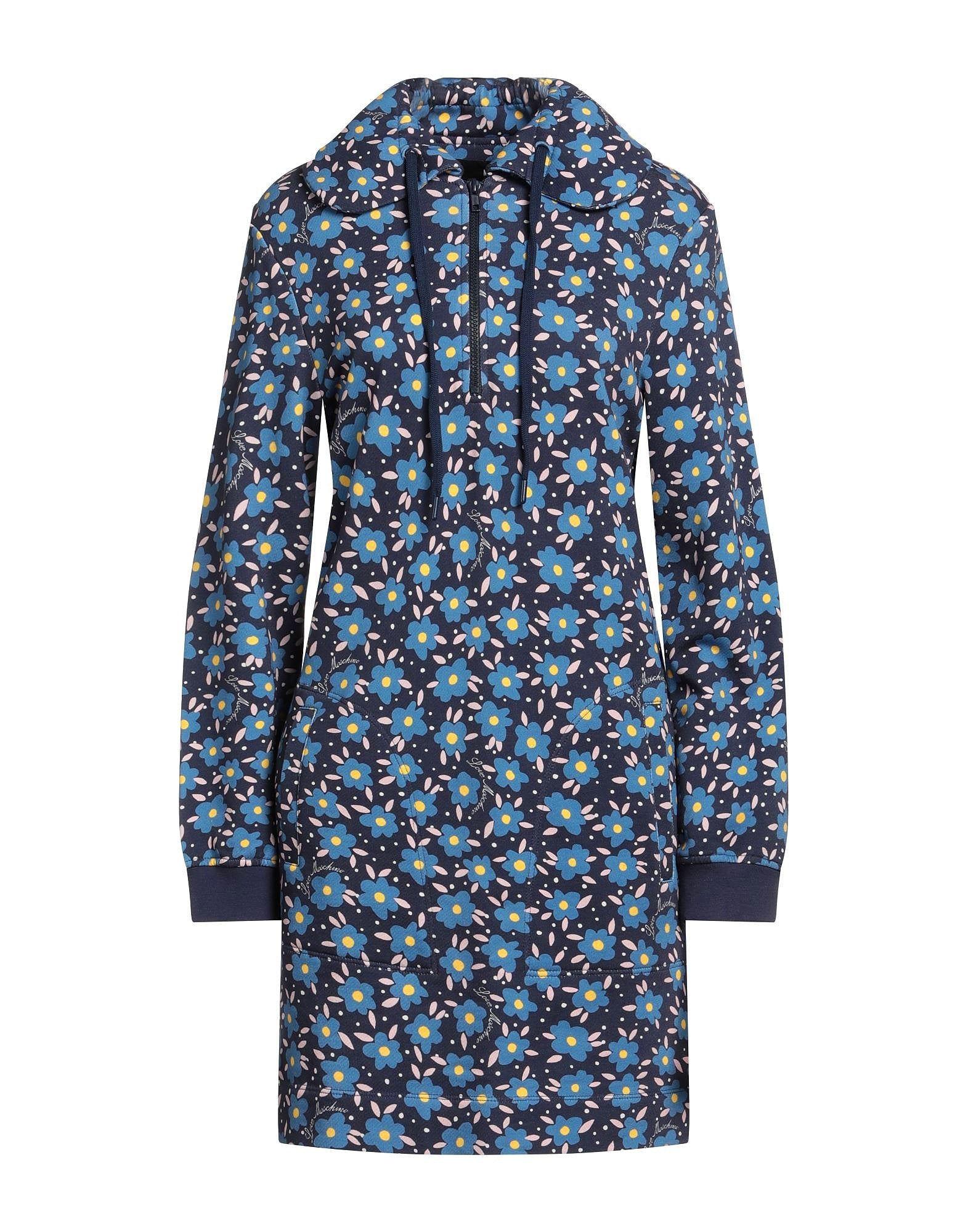 Love Moschino 80s flower print hooded jersey dress in blue