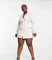 Saint Genies Plus Womens Tailored Blazer Dress in Floral Print