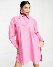 In The Style Womens X Perrie Sian Oversized Shirt Dress In Pink