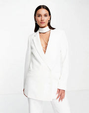 AQAQ Womens Bridal Tailored Jacket in White Co-Ord In White
