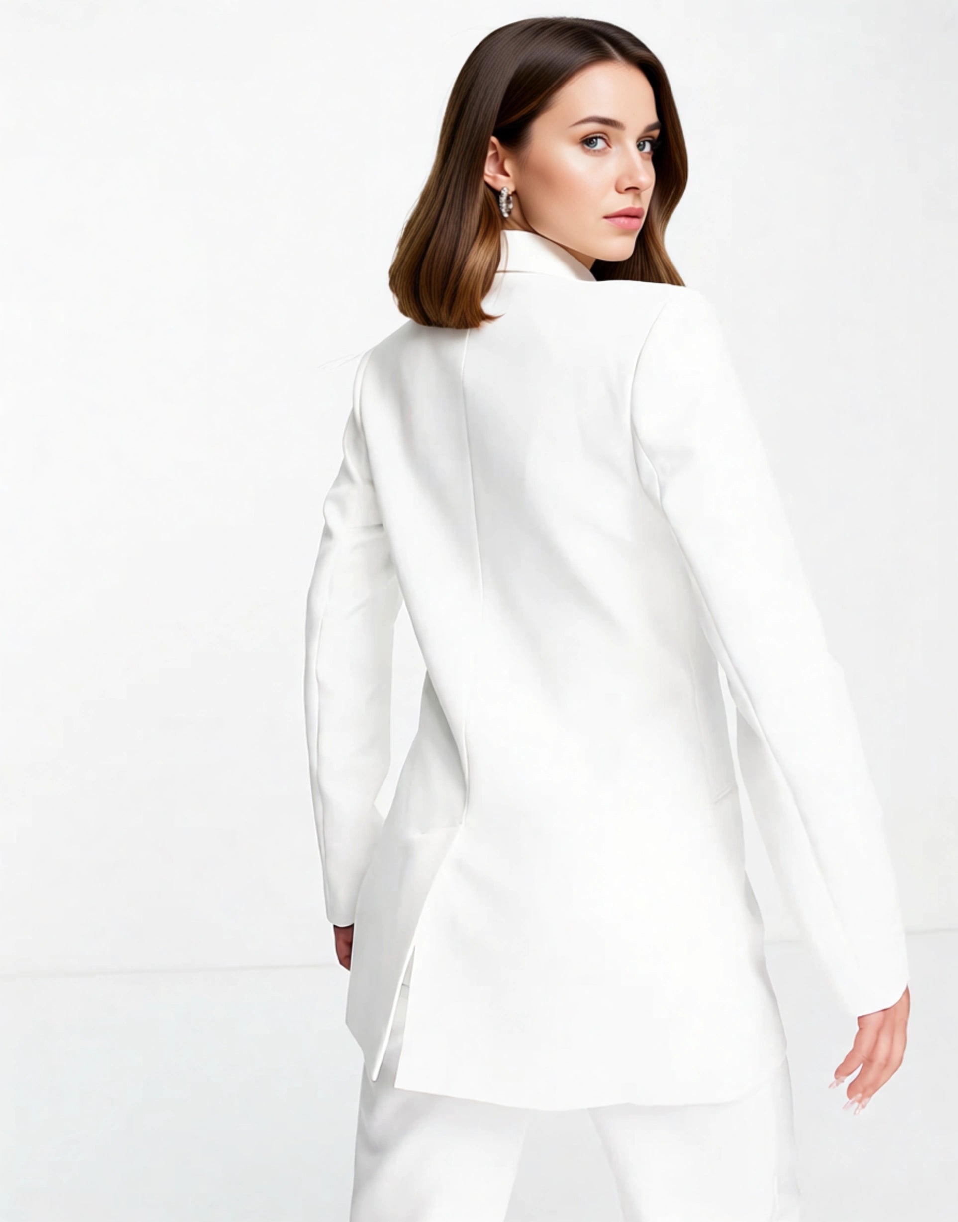AQAQ Womens Bridal Tailored Jacket in White Co-Ord In White