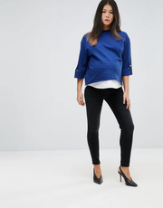 Gebe Womens Maternity Premium Over-The-Bump Skinny Jeans In Black