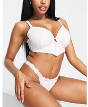 Pour Moi Womens Fuller Bust Parisienne Lace Padded Longline Bra in Pale Pink