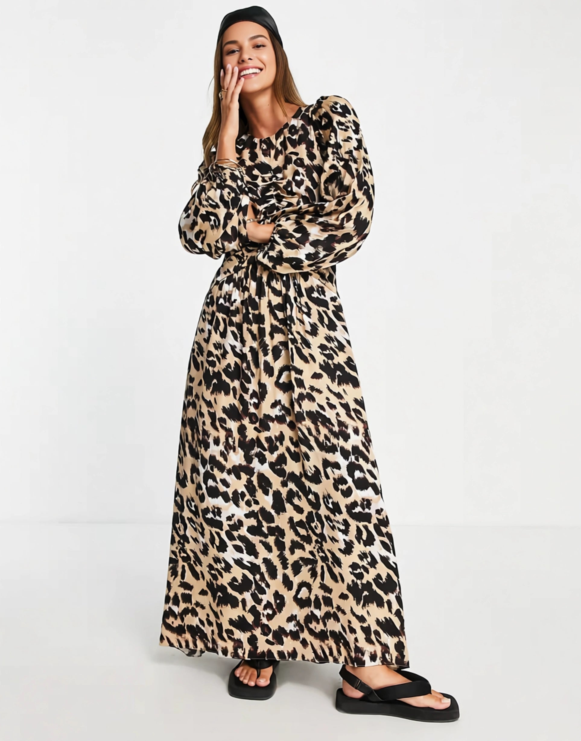 In Wear Womens inwear Alline Ruched Midi Dress Leopard Print In Multi