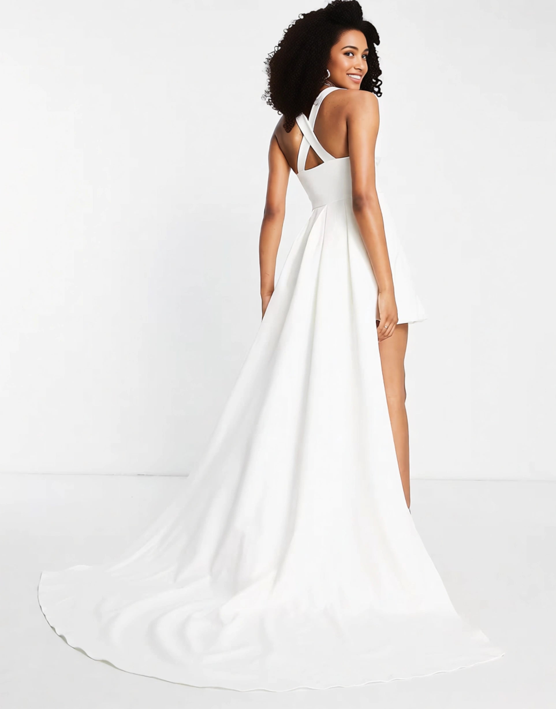 Forever New Women's Bridal Plunge High Low Mini Dress in Ivory In White