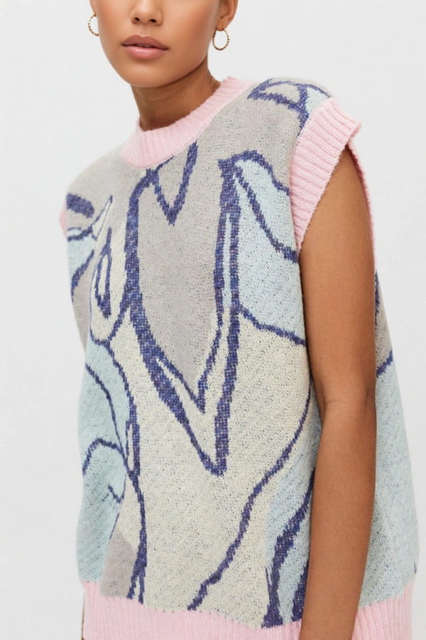 Womens Native Youth Abstract Knitted Sweater Vest In Pink
