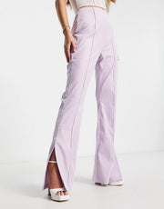 Missyempire Womens Front Spilt Wide Leg Trouser Co-Ord in Lilac