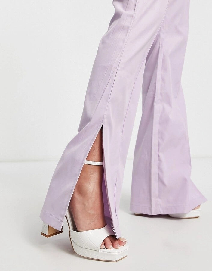 Missyempire Womens Front Spilt Wide Leg Trouser Co-Ord in Lilac