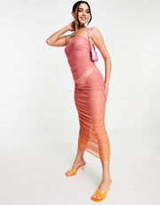 Missyempire Womens Mesh Midi Dress in Ombre In Multi