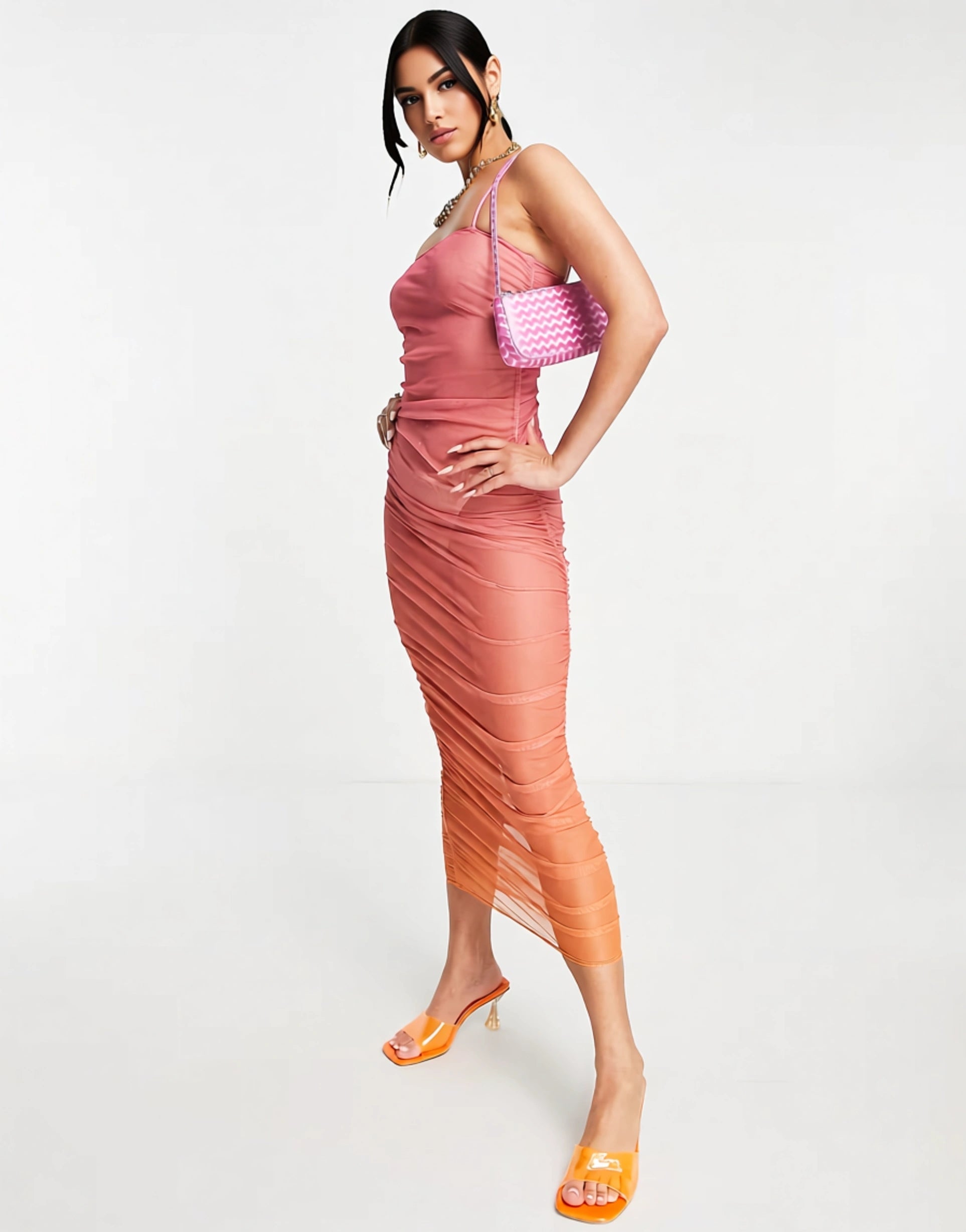Missyempire Womens Mesh Midi Dress in Ombre In Multi