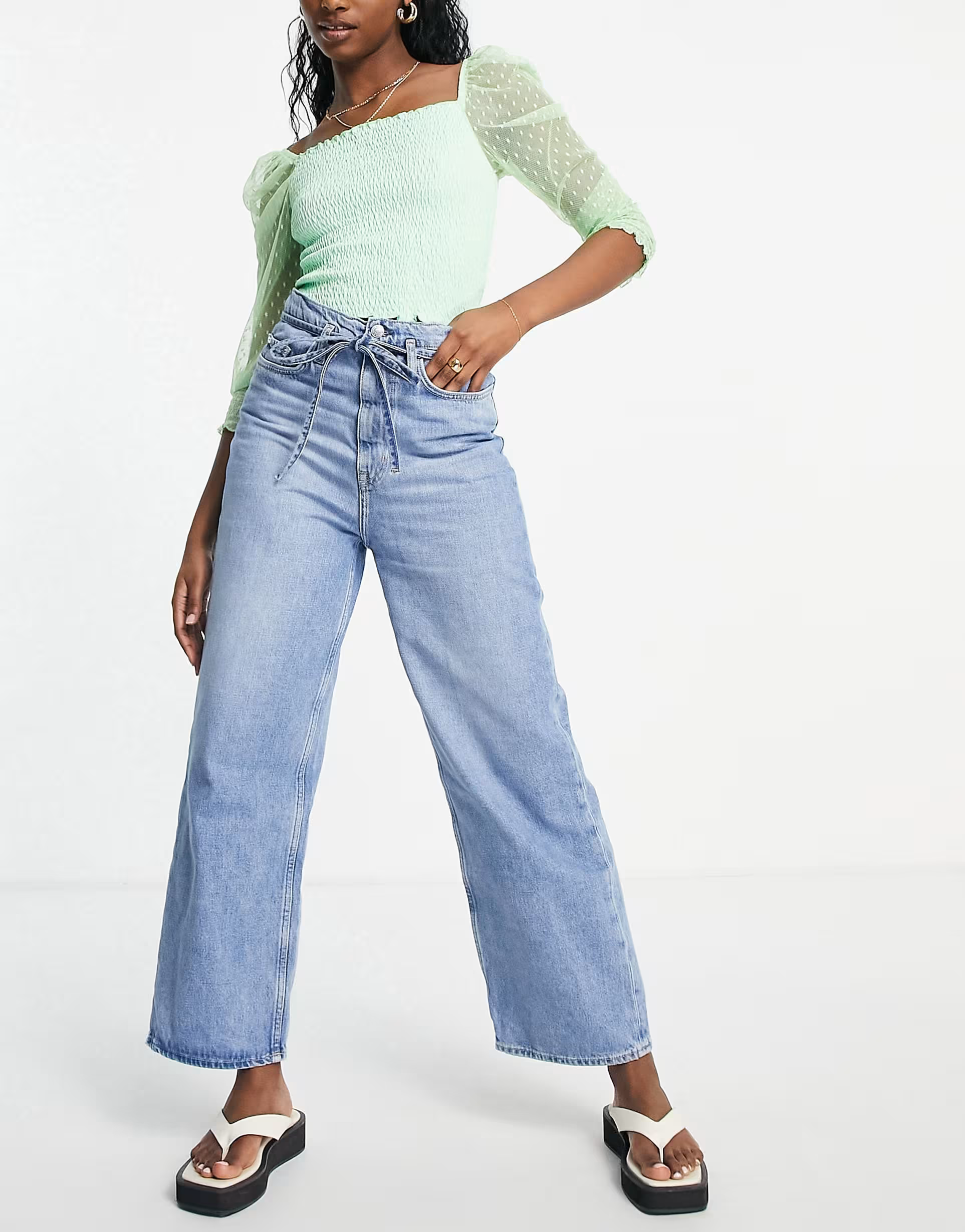 & Other Stories Women's Blue Wonder Organic Cotton High-Waisted Jeans