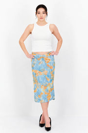 EI8TH HOUR Womens Strappy Midi Skirt Co-Ord in Blue And Orange Print