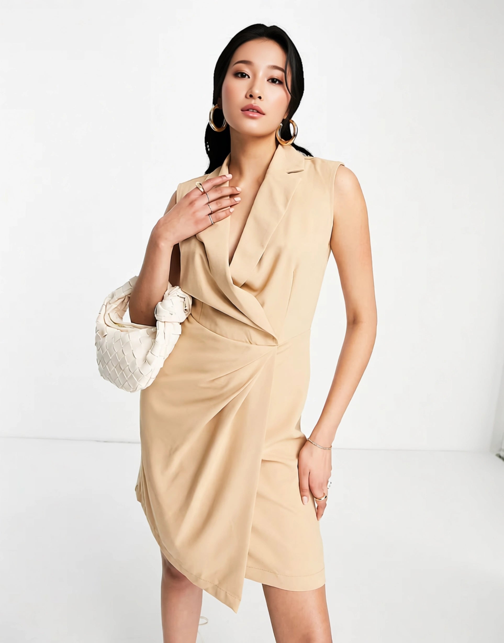 Closet London Womens Tailored Mini Dress In Camel