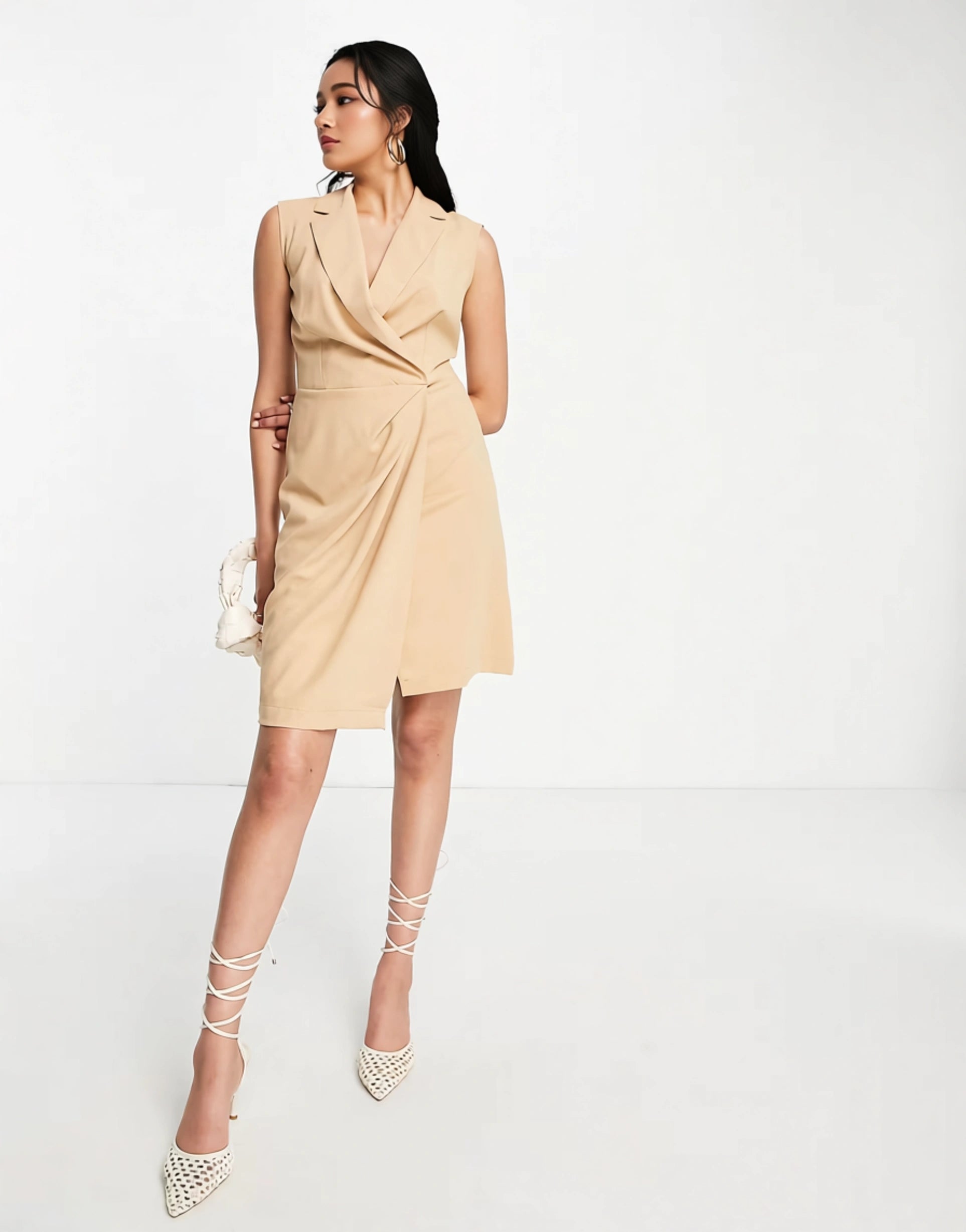 Womens Closet London Tailored Mini Dress In Camel