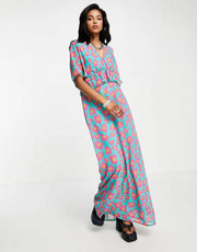Womens Twisted Wunder Maxi Dress In Bright Floral With Frill Detail