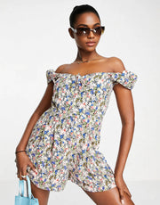 Womens Ax Paris Puff Sleeve Playsuit In Floral