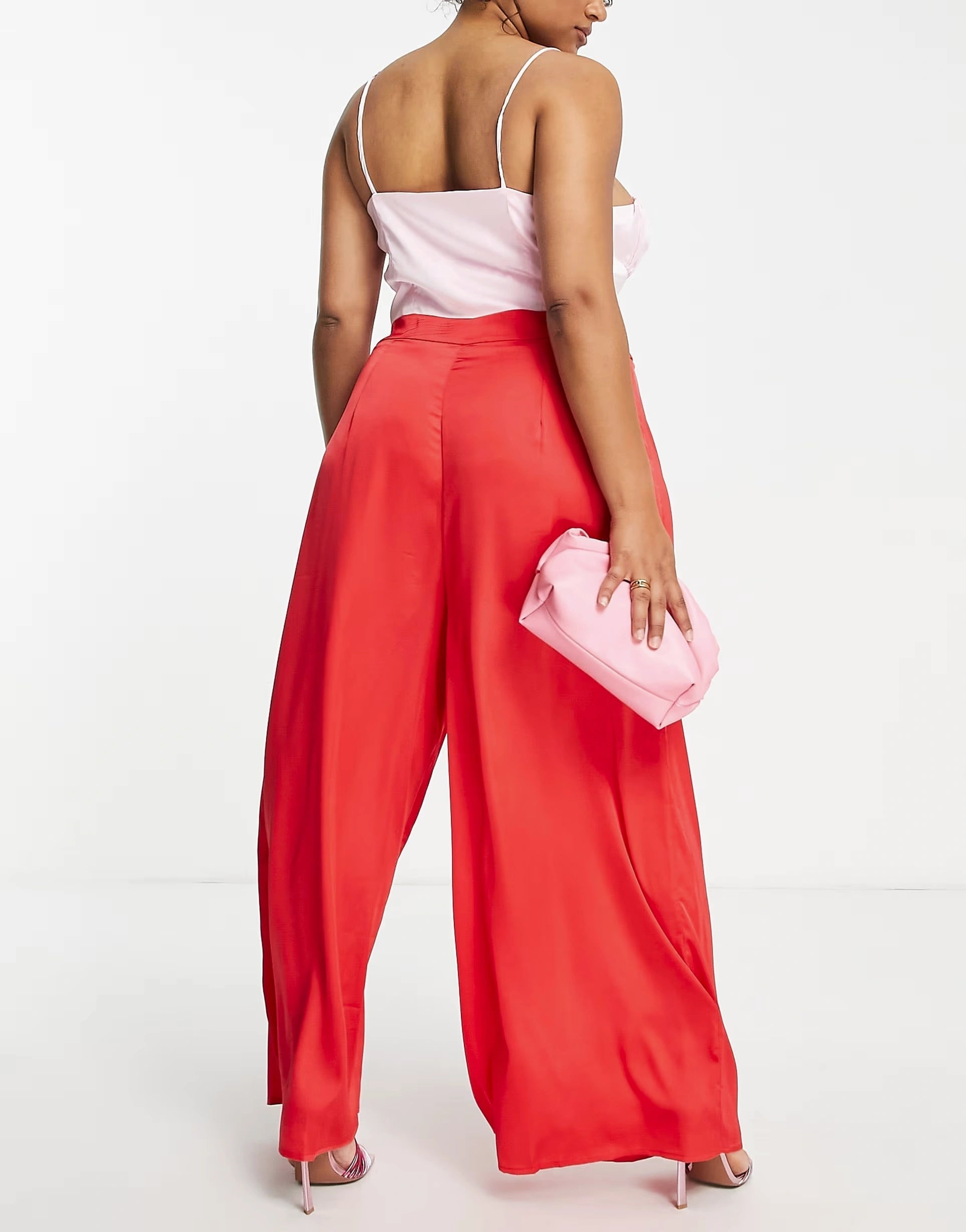 Womens Collective The Label Curve Contrast Wide Leg Jumpsuit In Red Colour Block