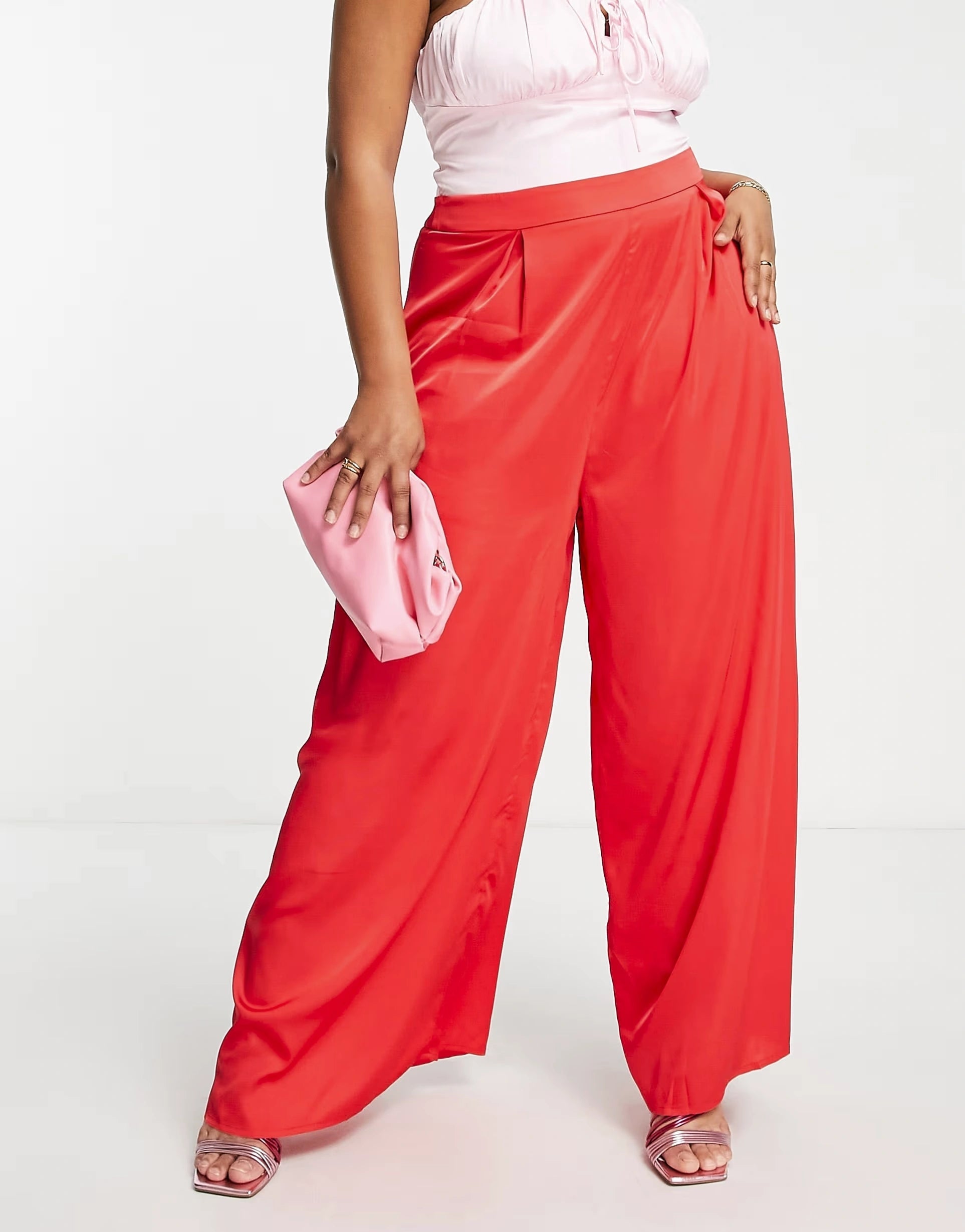 Womens Collective The Label Curve Contrast Wide Leg Jumpsuit In Red Colour Block