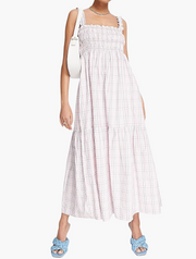 French Connection square neck maxi dress in pink check