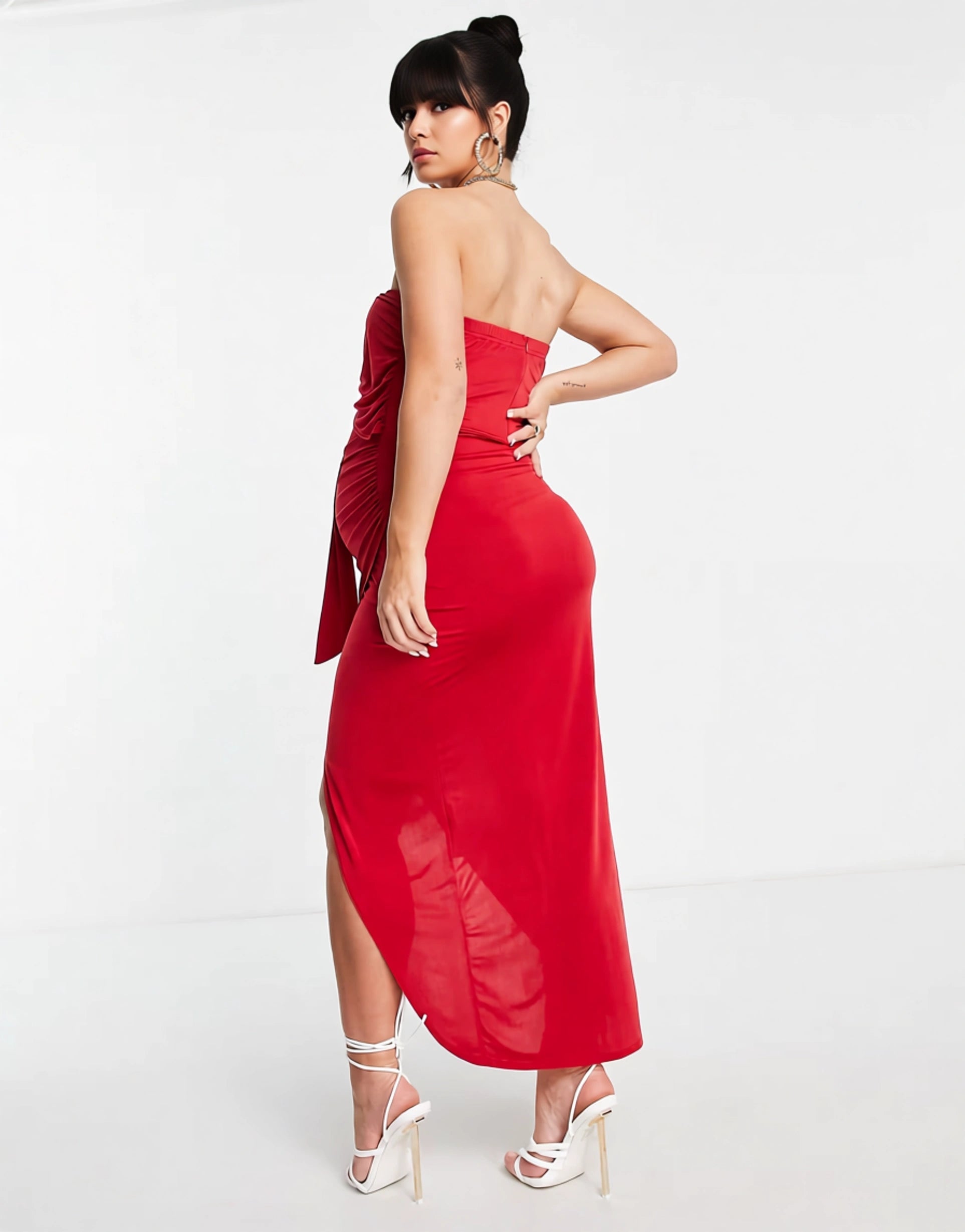 Jaded Rose Maternity Womens Bandeau Midi Red Drape
