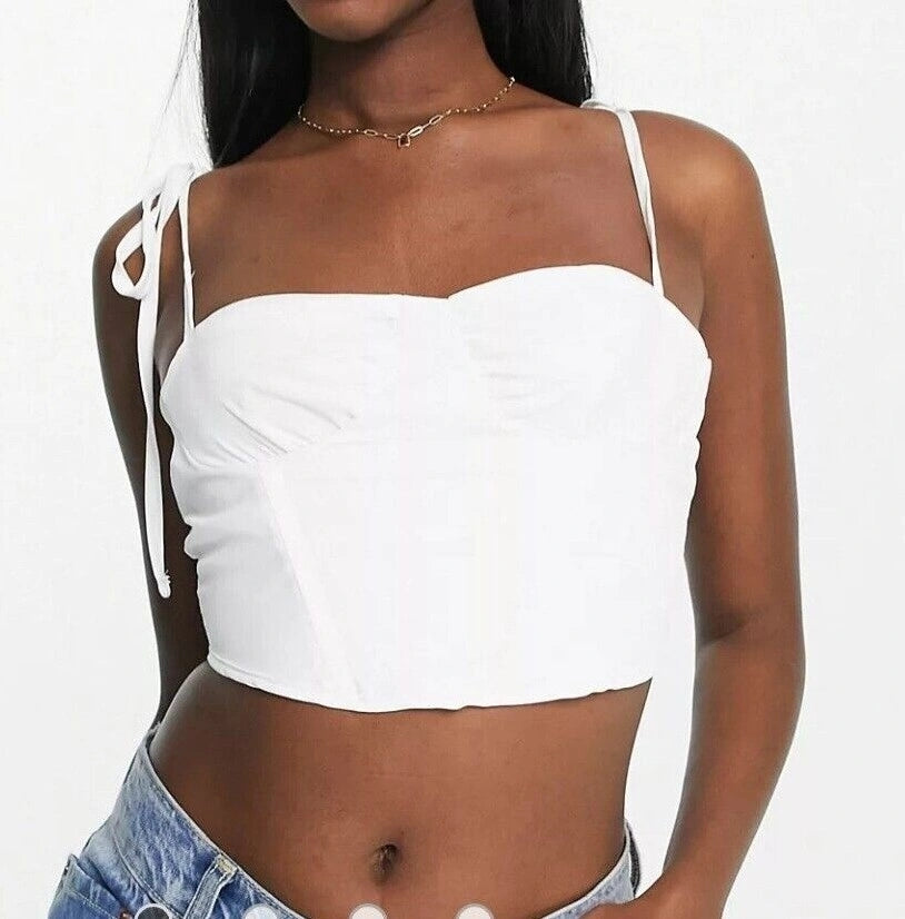 Jaded Rose Tall Womens Ruched Cup Corset Top In White Co-Ord In White