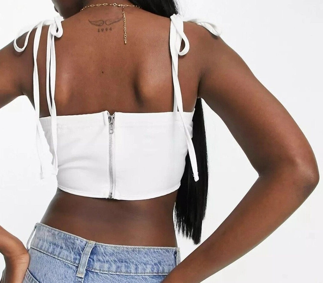 Jaded Rose Tall Womens Ruched Cup Corset Top In White Co-Ord In White