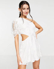 John Zack Womens One Arm Lace Playsuit In White