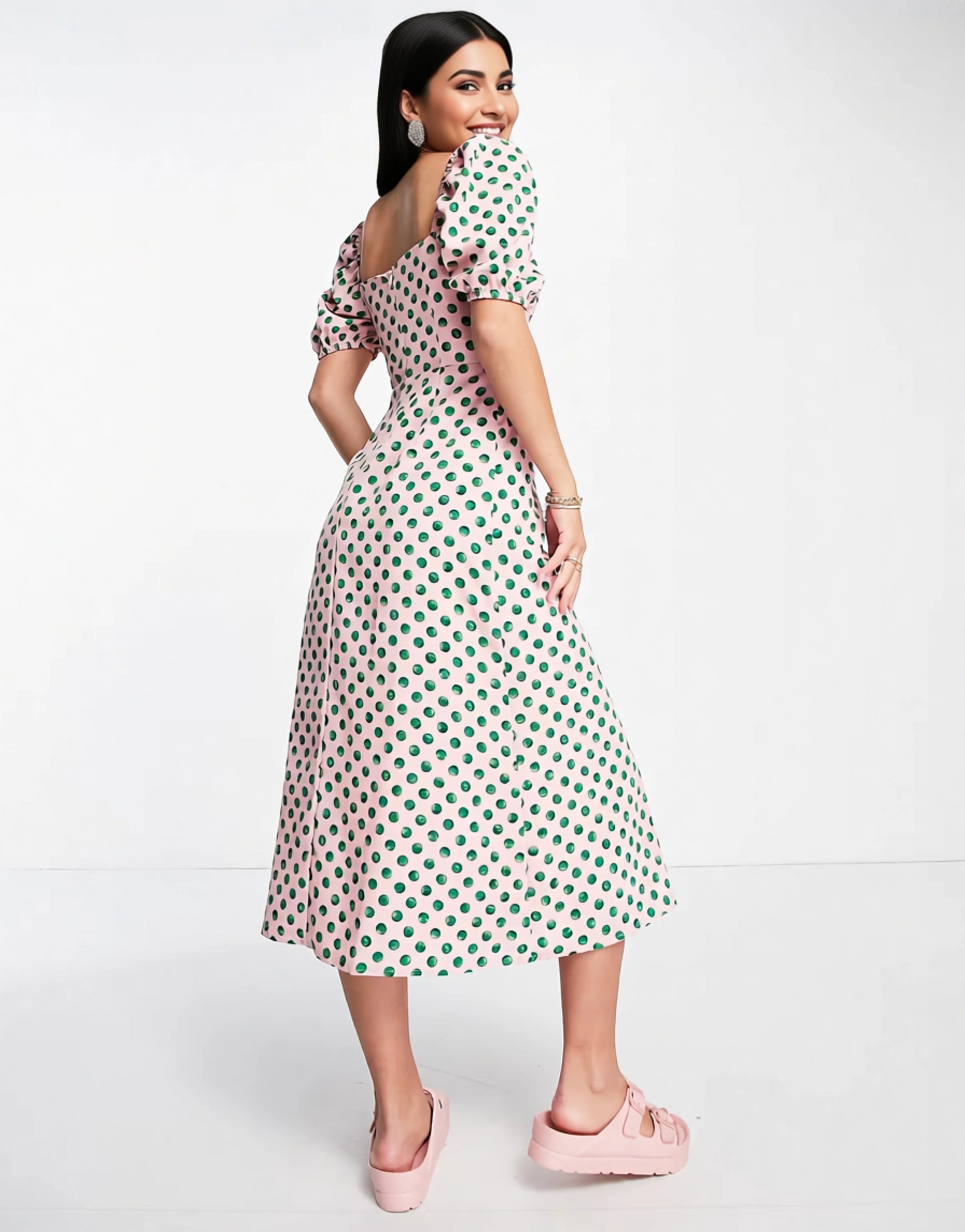 The Frolic Womens Milkmaid Midaxi Dress With Tie Bust Detail in Watercolour Spot