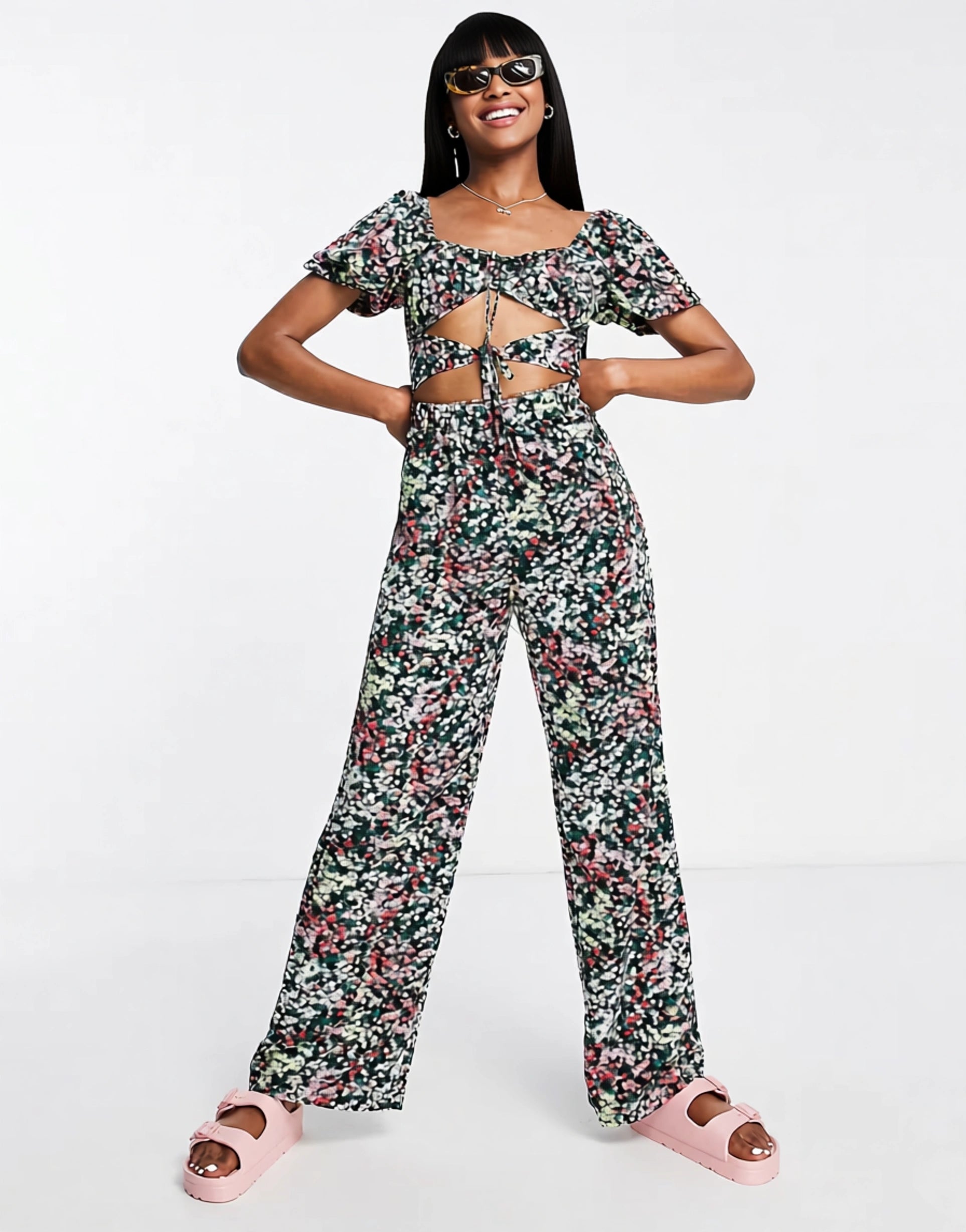 The Frolic Womens Cut Out Detail Jumpsuit in Vintage Floral In Multi