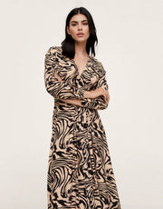 Mango Womens Wavey Marble Print Midi Dress In Brown