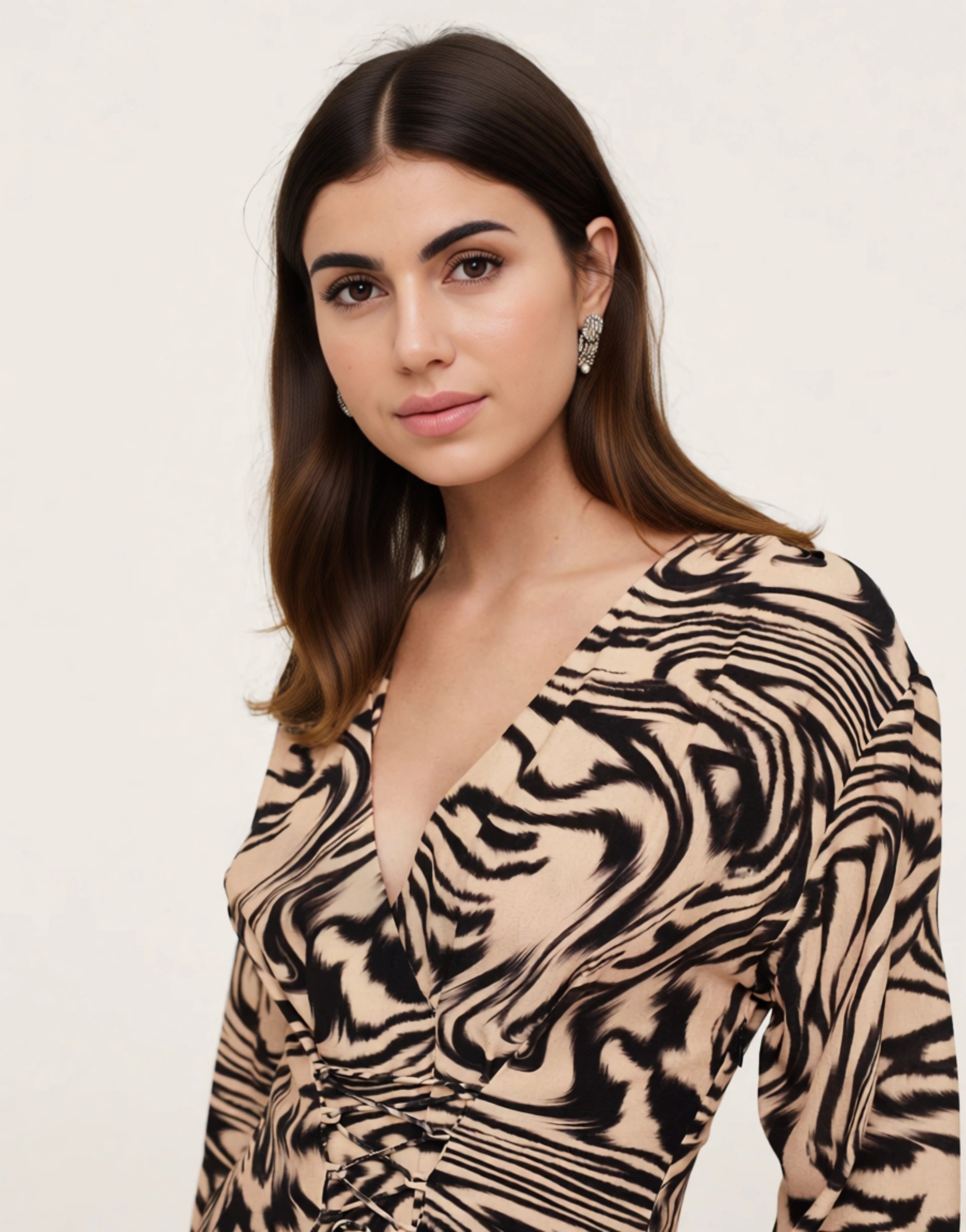 Mango Womens Wavey Marble Print Midi Dress In Brown