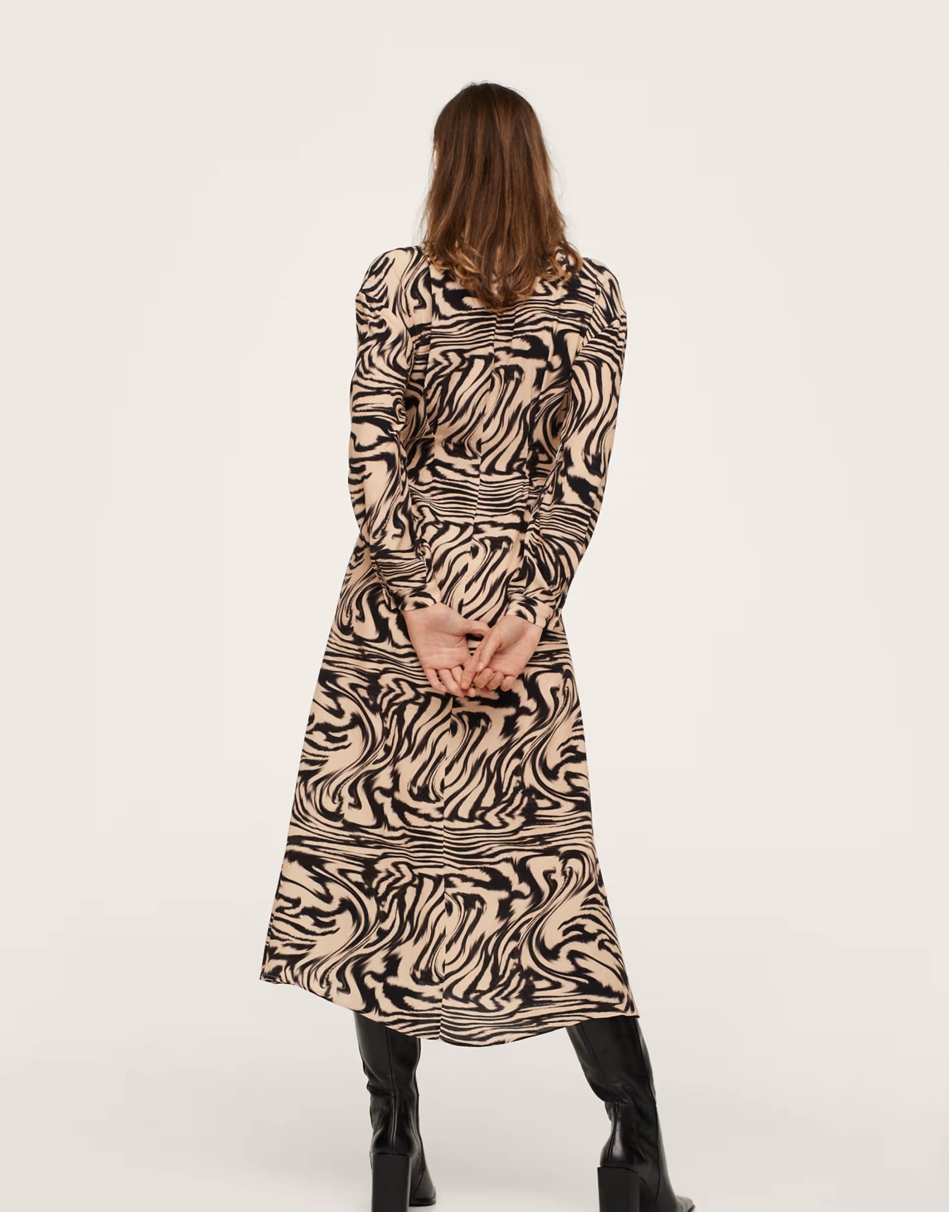 Mango Womens Wavey Marble Print Midi Dress In Brown