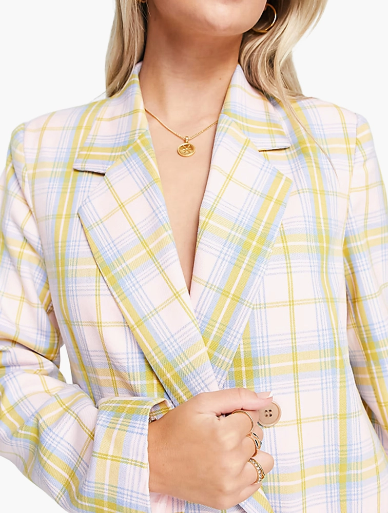Nobodys Child Womens Beth Checked Blazer in Pink Coord