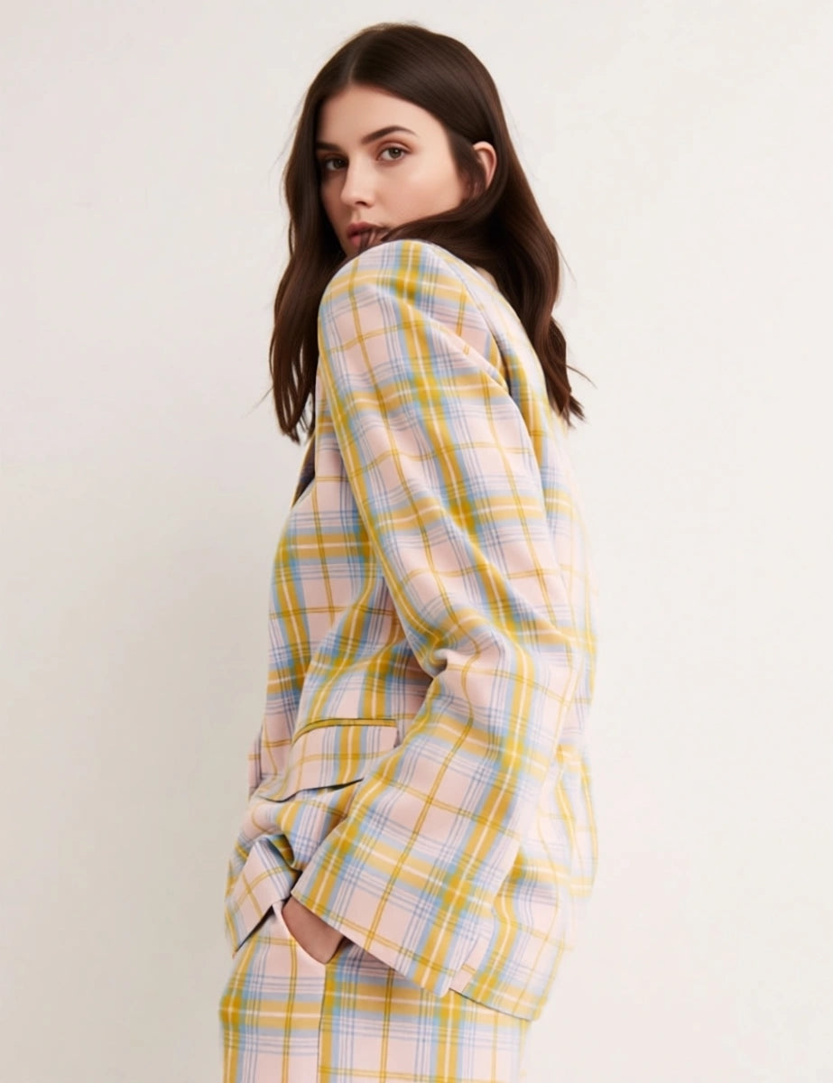 Nobody's Child Women's Beth Checked Trouser in Pink Coord In Pink