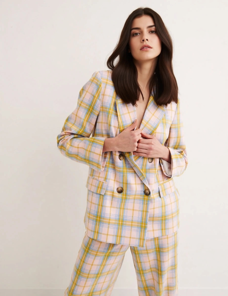 Nobody's Child Women's Beth Checked Trouser in Pink Coord In Pink