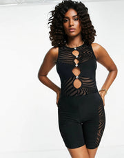 Missyempire Womens Festival Unitard With Embellishment Detail In Black