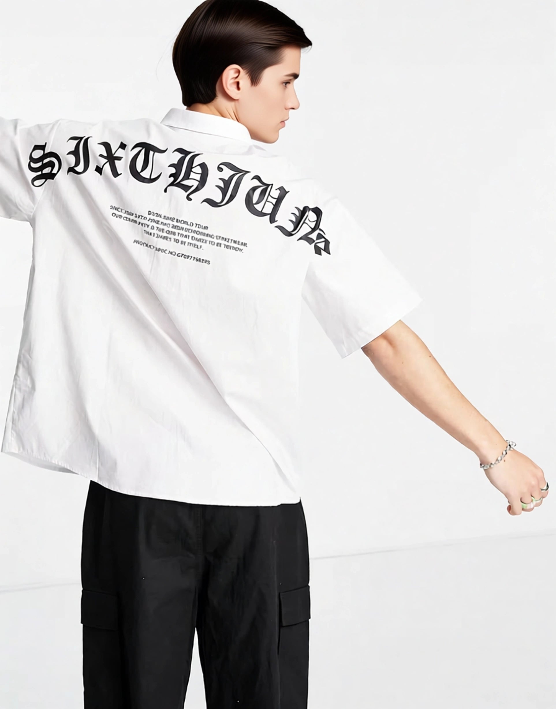 Sixth June Mens Gothic Backprint Shirt In White