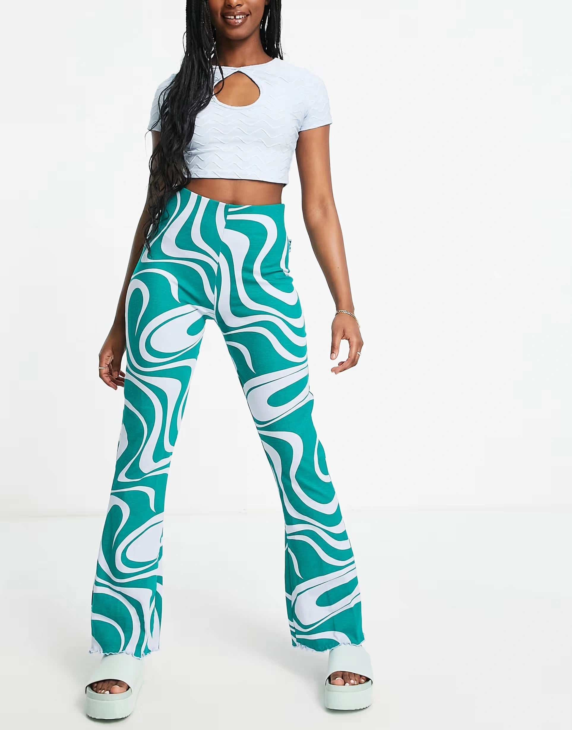 Fila Womens Swirl Print Flares In Blue