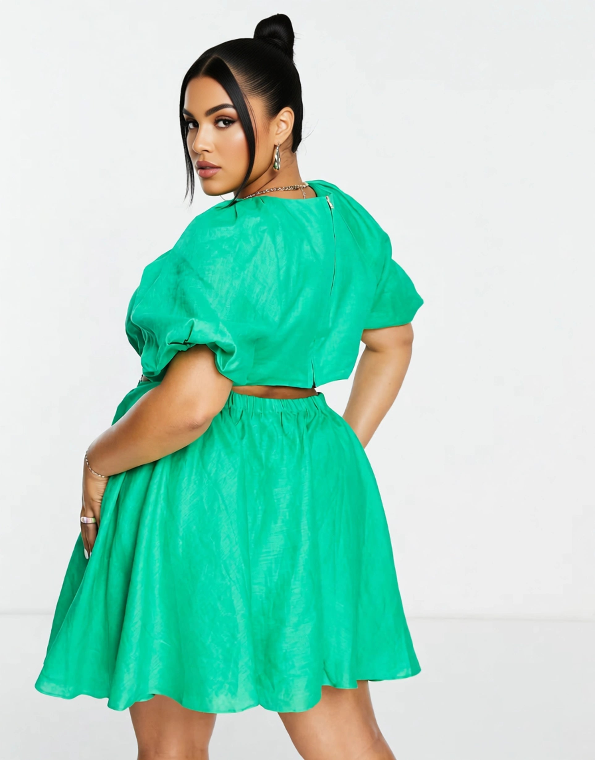 Forever New Curve Womens Cut Out Mini Dress In Green