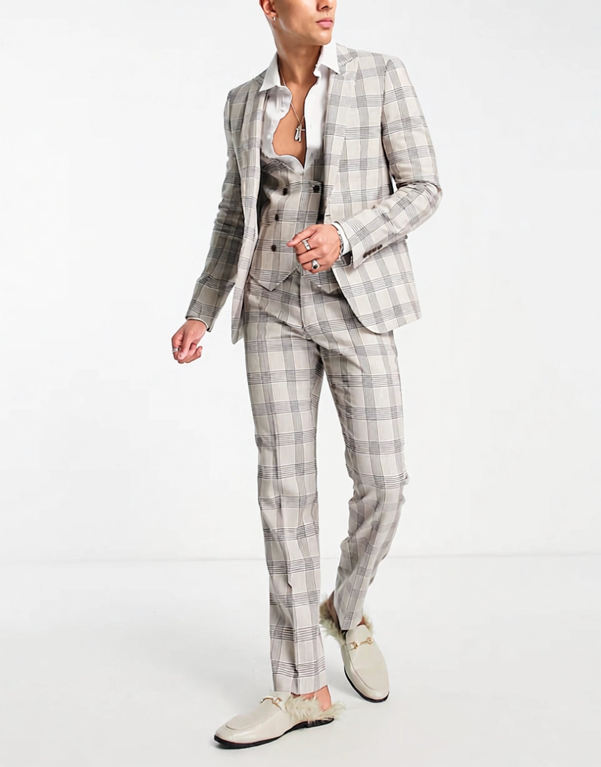 Devils Advocate Mens Wedding Skinny Waistcoat In Grey