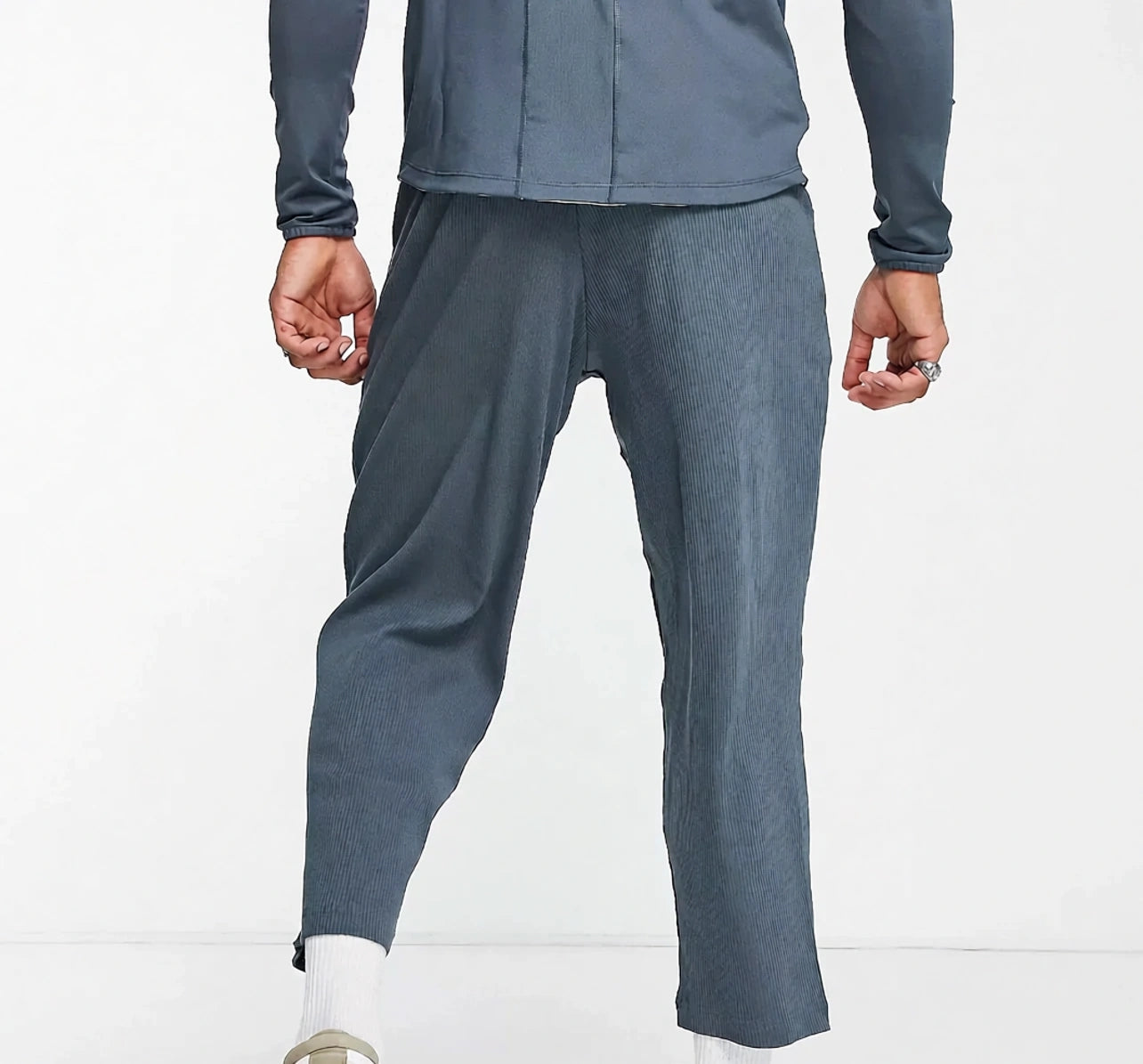 Puma Mens Classic Ribbed Straight Leg Trousers in Dark Slate Blue
