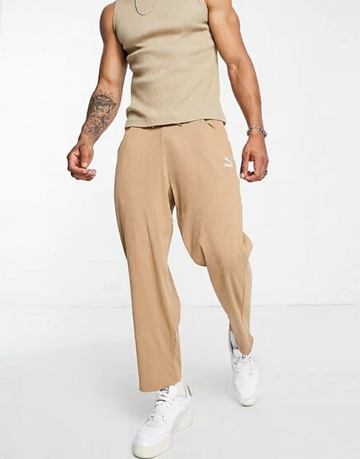 Puma Mens Classic Ribbed Straight Leg Trousers in Rich Brown