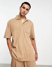 Puma Mens Classics Ribbed Polo Shirt in Rich Brown