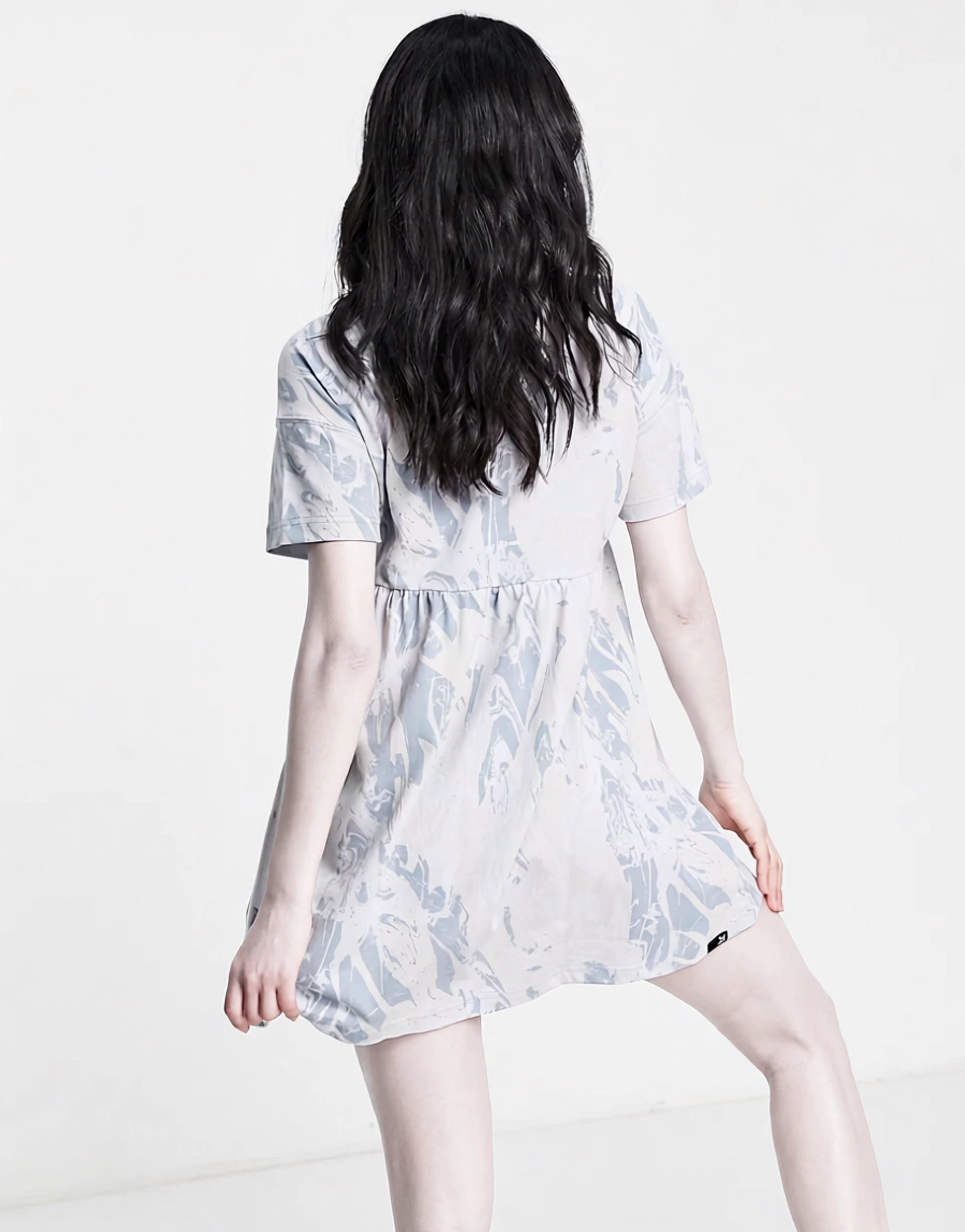 Puma Womens Marble Print Babydoll Dress in Blue