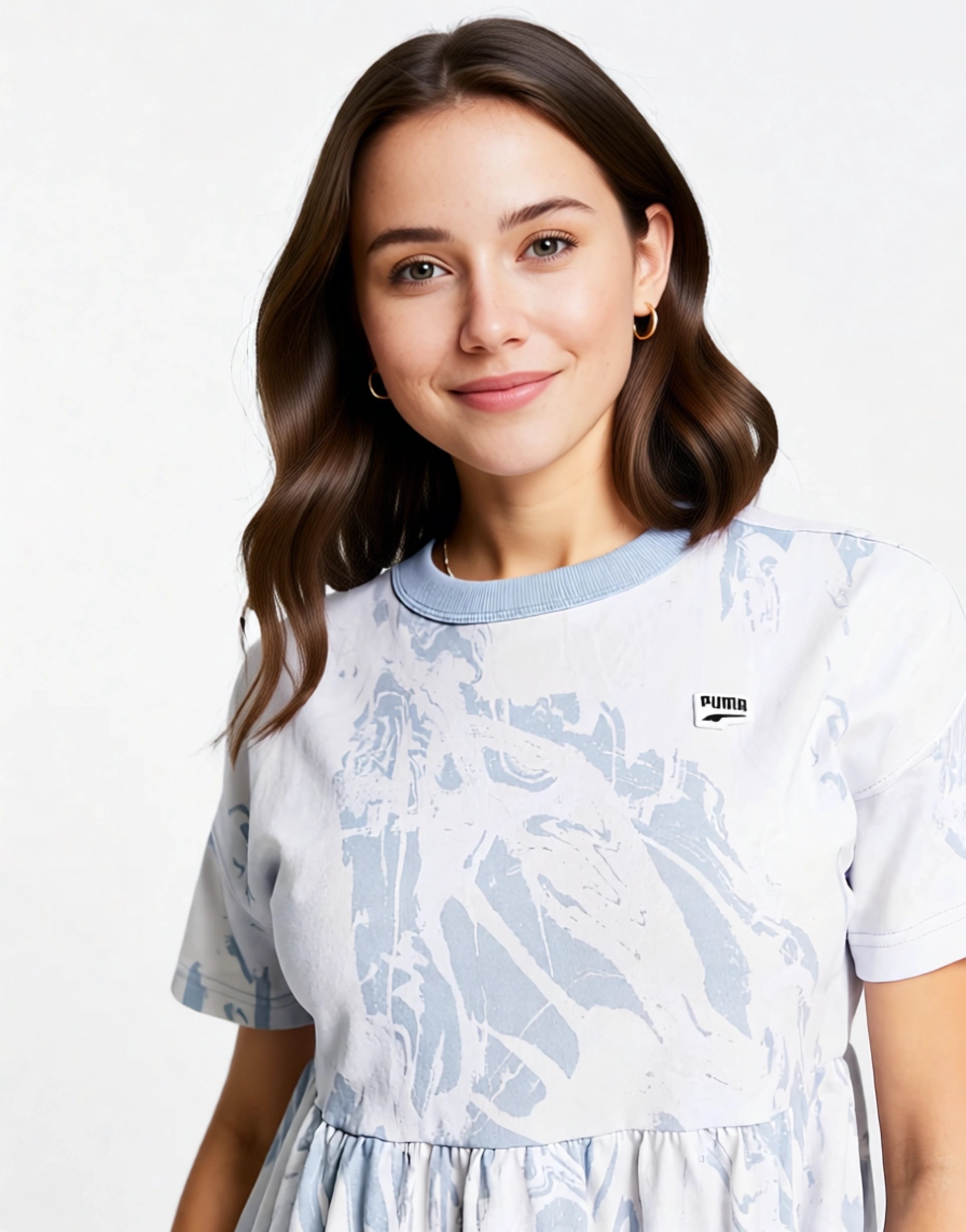 Puma Womens Marble Print Babydoll Dress in Blue