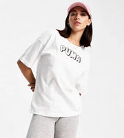Puma Womens Marble Bubble Font T-Shirt in Pink And White