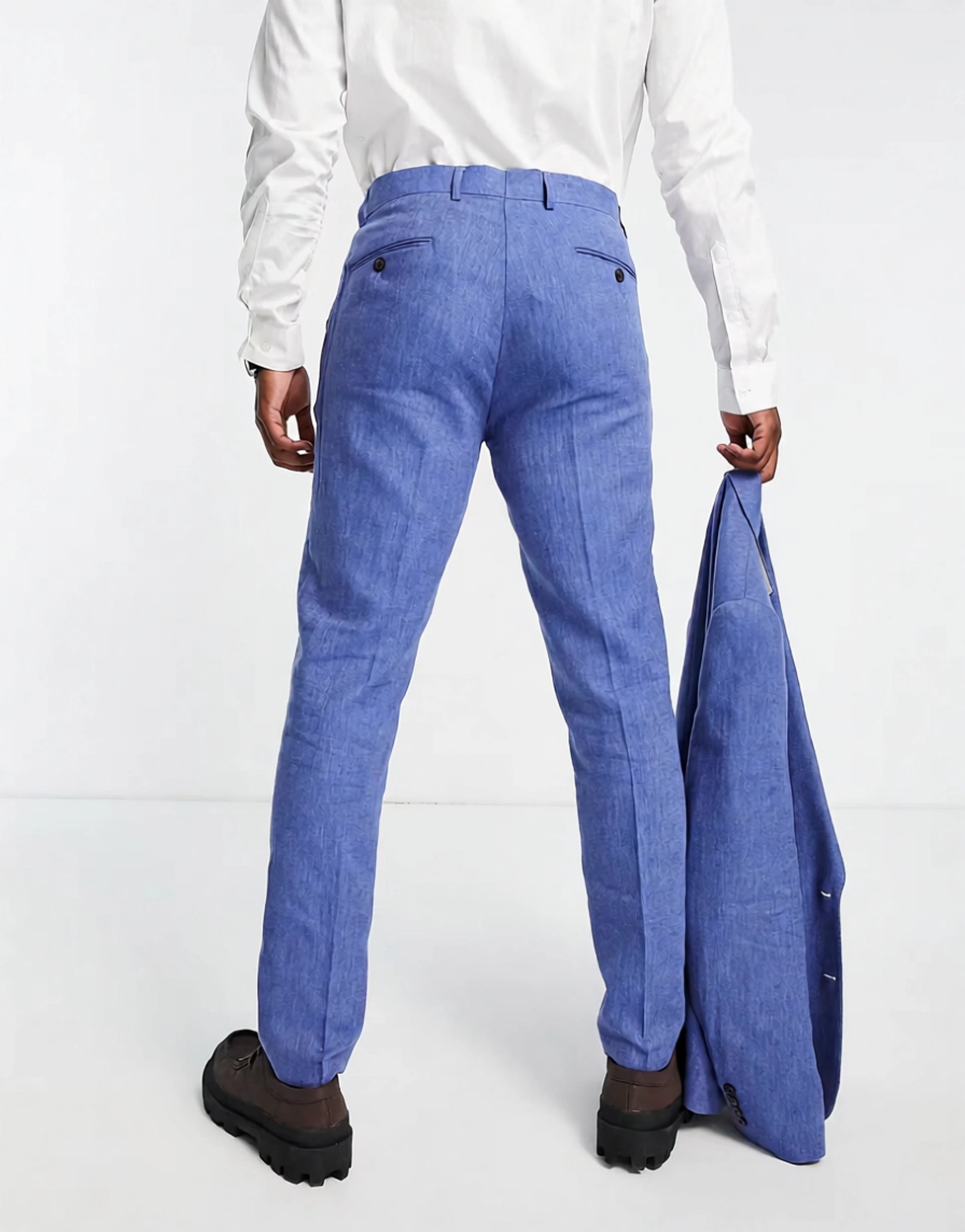Gianni Feraud Mens Slim Fit Suit Trousers In Blue