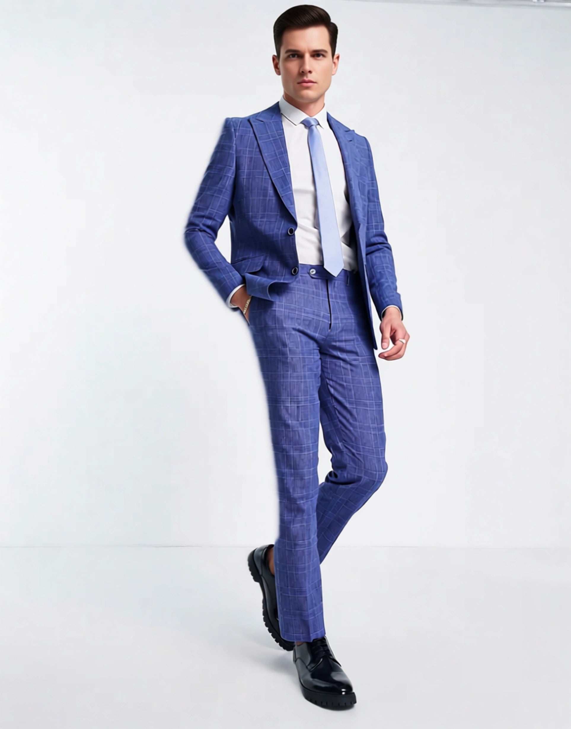 Gianni Feraud Mens Slim Fit Suit Trousers In Blue