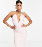 Vesper Womens Petite Halterneck Midi Dress