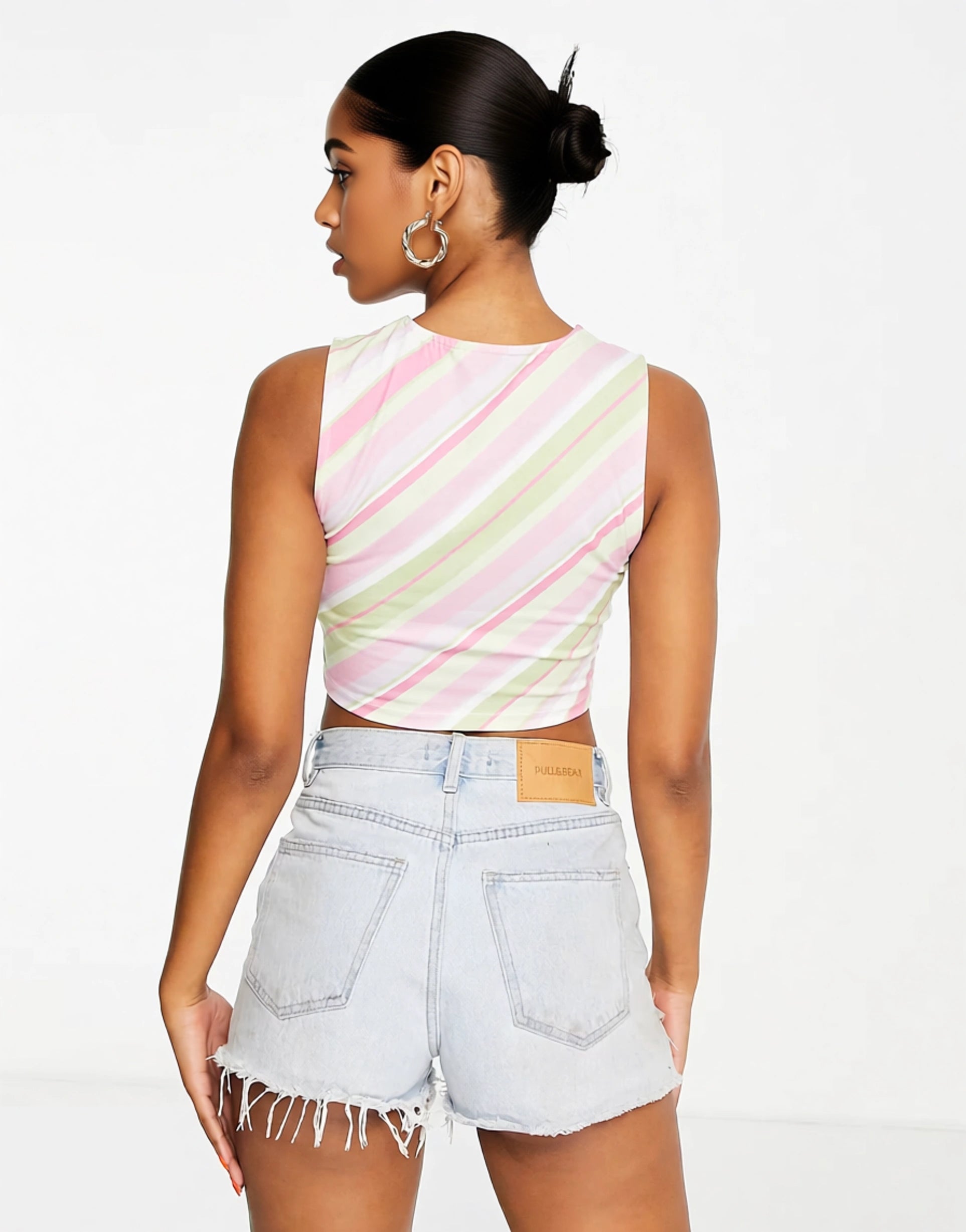 NA-KD Womens Co-Ord Top in Stripe Print In Multi